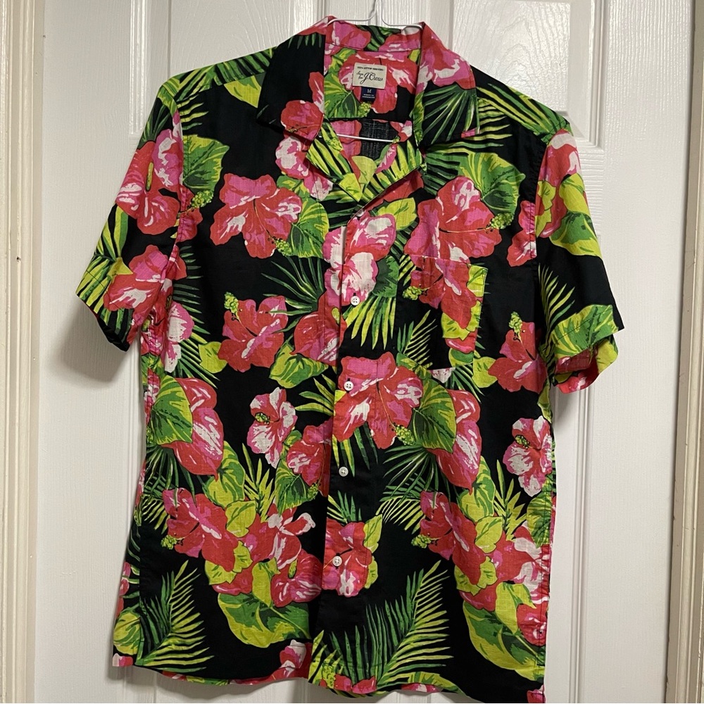 J. Crew Men's Floral Button Down Shirt - Red, Green, Black